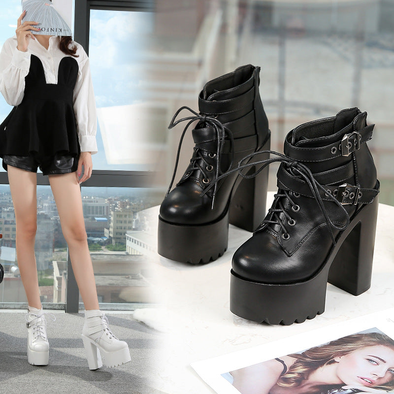 Platform Ankle Boots - 14cm High Heel Fashion Booties