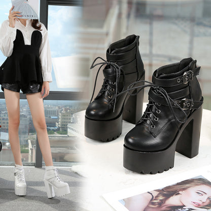 Platform Ankle Boots - 14cm High Heel Fashion Booties