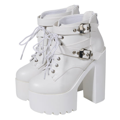 Platform Ankle Boots - 14cm High Heel Fashion Booties