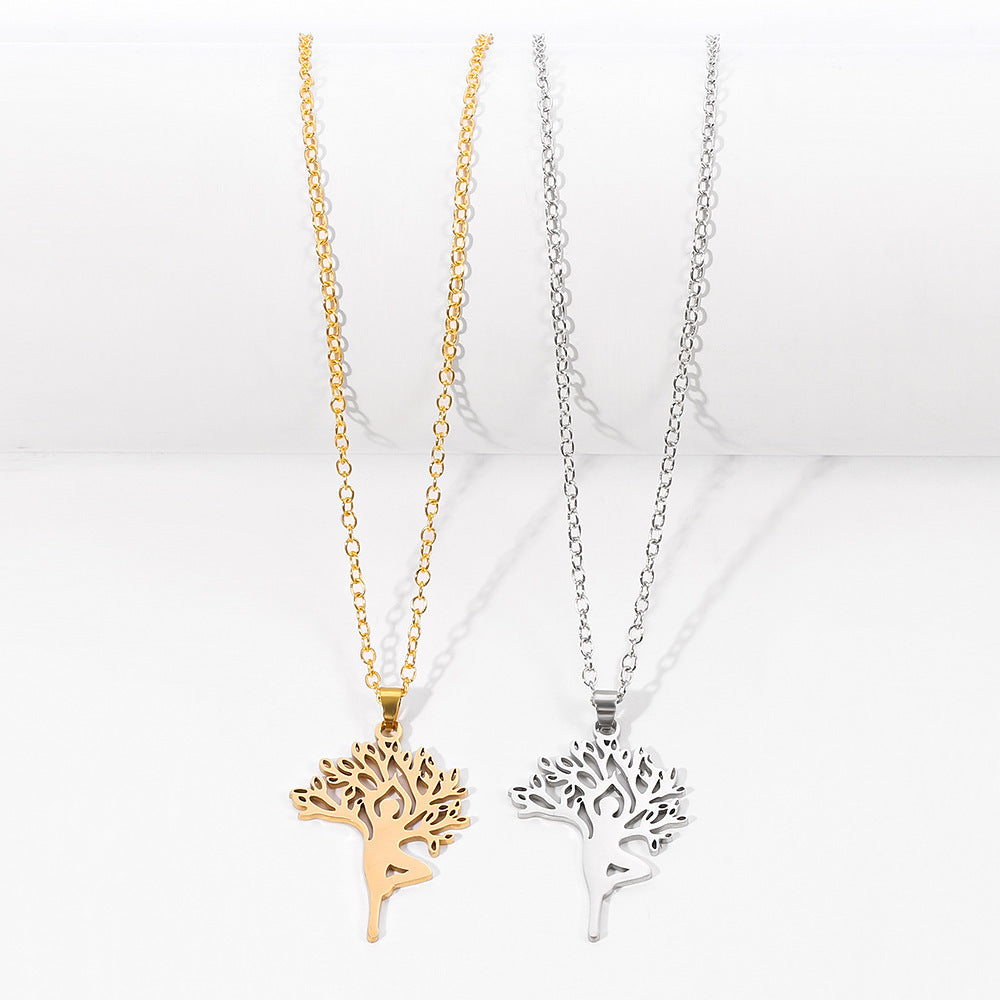 Tree of Life Necklace - Stainless Steel Pendant Clavicle Chain