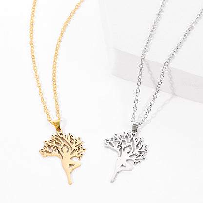 Tree of Life Necklace - Stainless Steel Pendant Clavicle Chain