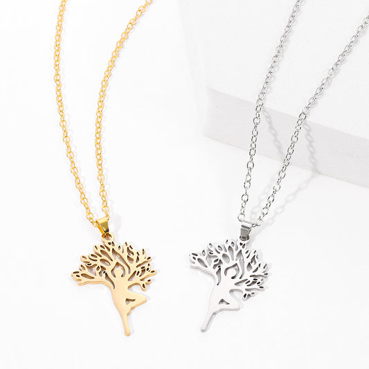 Tree of Life Necklace - Stainless Steel Pendant Clavicle Chain