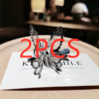 Moving Butterfly Hairpin Headdress - Alloy with White Crystal Electroplating