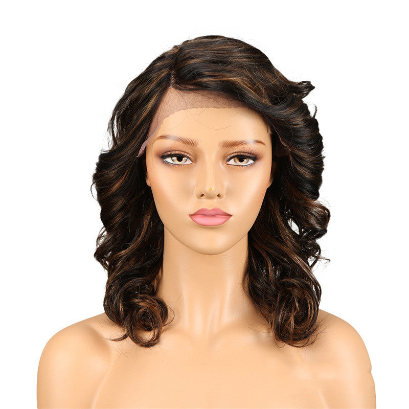 Long Curly Hair Lace Wig - Real Human Hair with Versatile Bang Styling