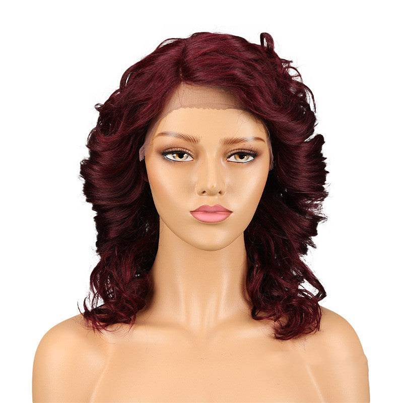 Long Curly Hair Lace Wig - Real Human Hair with Versatile Bang Styling