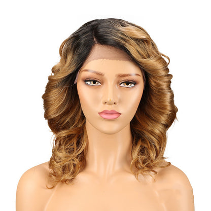 Long Curly Hair Lace Wig - Real Human Hair with Versatile Bang Styling
