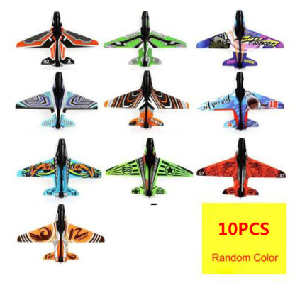Kids Foam Airplane Launcher Toy - Hand Throwing Spin Glider with Toy Gun