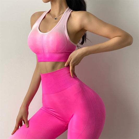 Women's Gradient Sports Bra - High Support Wireless Yoga Bra with Moisture Wicking