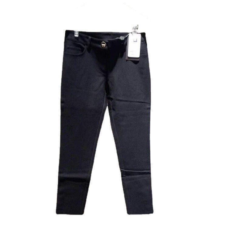 Fleece-Lined Faux Leather Pencil Pants - Black Skinny Trousers