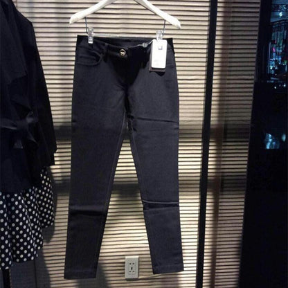 Fleece-Lined Faux Leather Pencil Pants - Black Skinny Trousers