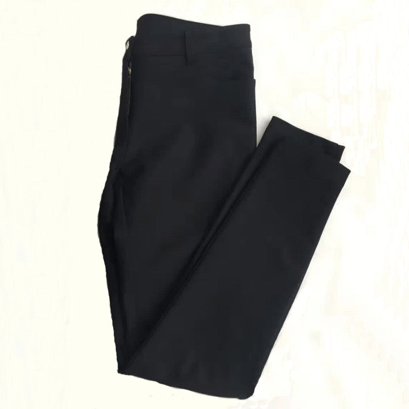 Fleece-Lined Faux Leather Pencil Pants - Black Skinny Trousers