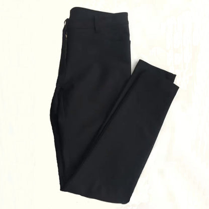 Fleece-Lined Faux Leather Pencil Pants - Black Skinny Trousers