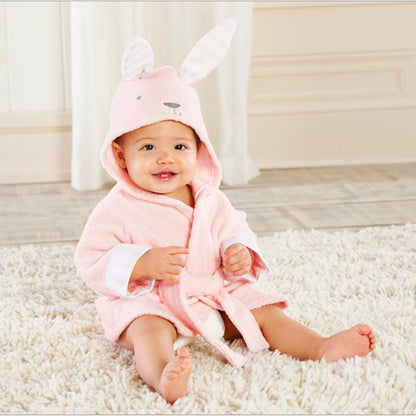 Cotton Baby Hooded Bathrobe - Cute Animal Design Bath Towel