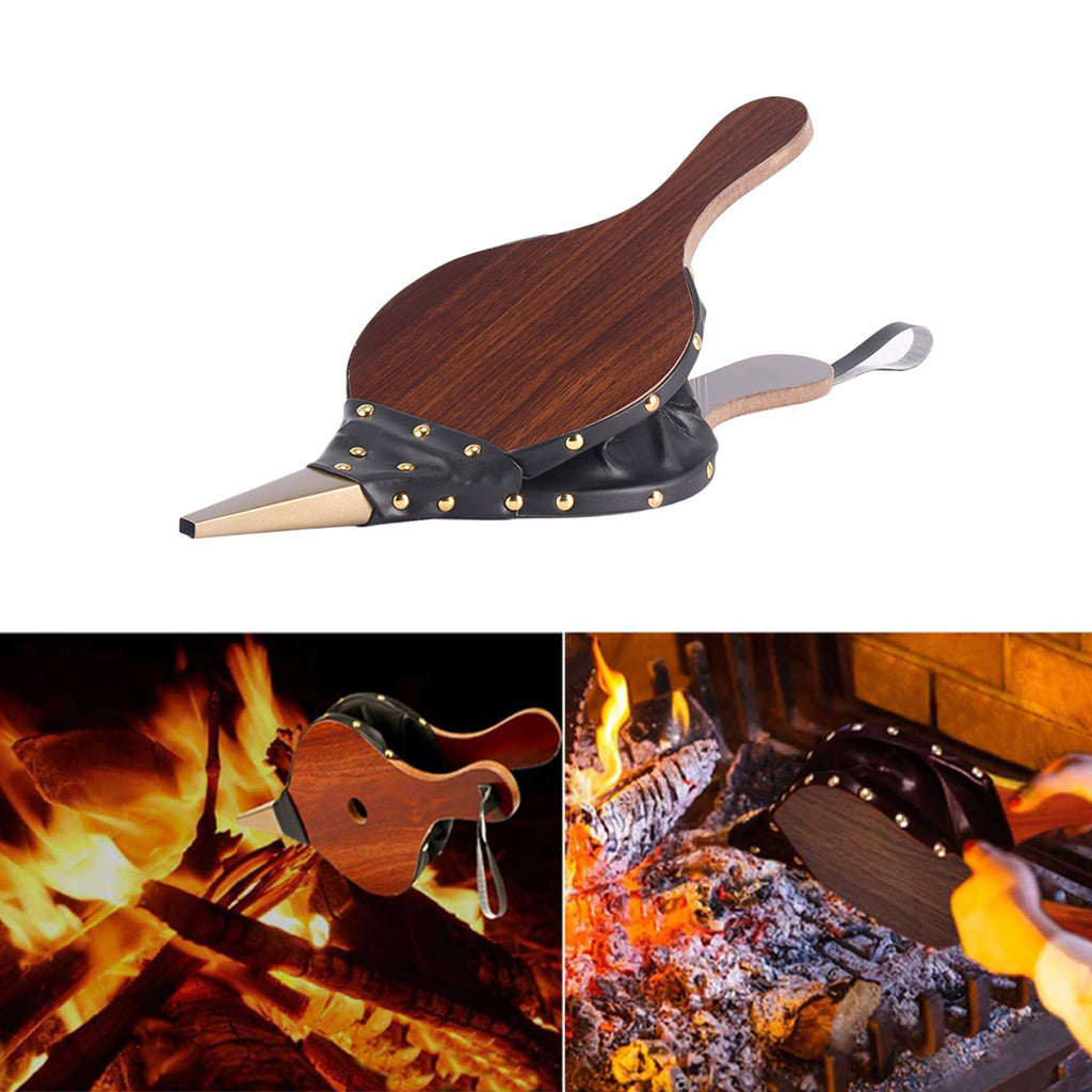 Manual Wooden BBQ Bellows Blower | Retro Antique Style | Fireplace, Campfire & Grill Fire Starter