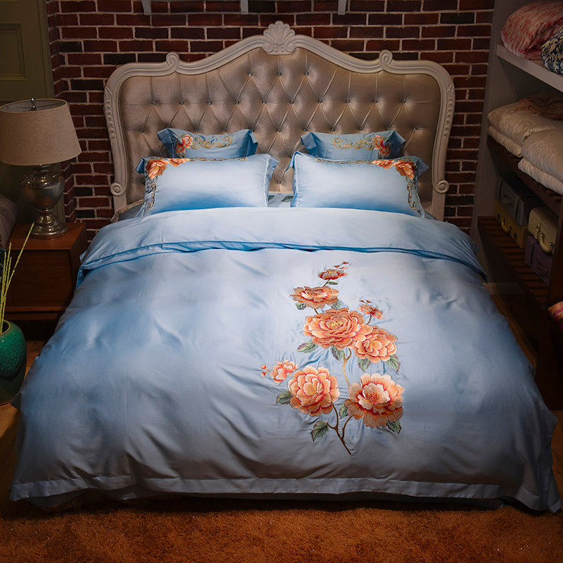 Luxe Washed Silk Tencel Bedding Set - European Pattern