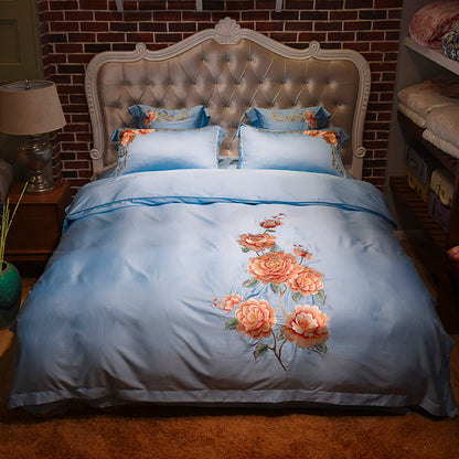 Luxe Washed Silk Tencel Bedding Set - European Pattern
