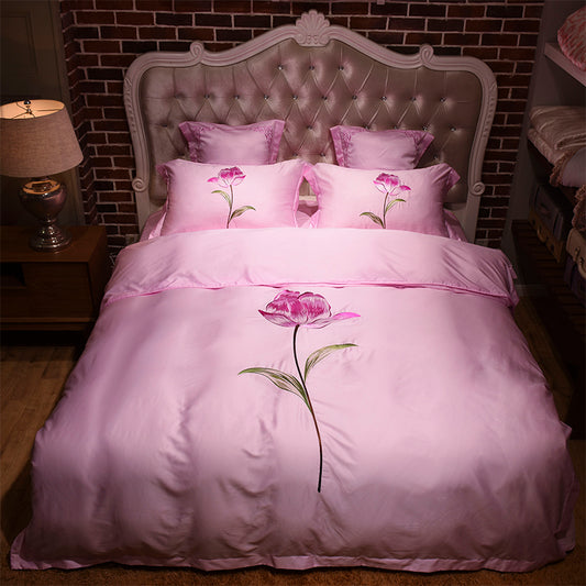 Luxe Washed Silk Tencel Bedding Set - European Pattern