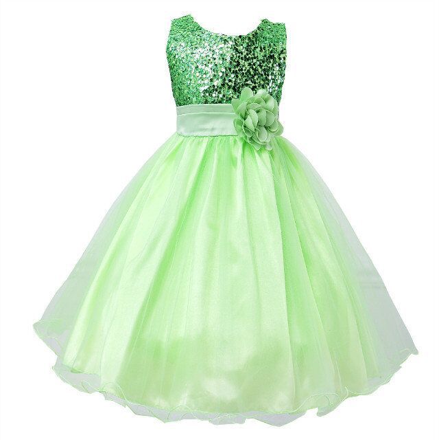 Girls Sequin Princess Dress - Flower Girl Wedding Party Gown
