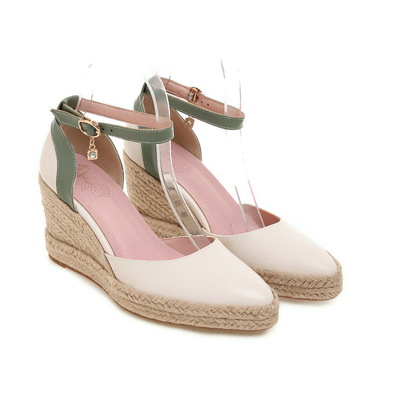 Women's D'Orsay Wedge Espadrille Pumps - Ankle Strap Platform Shoes