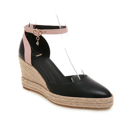 Women's D'Orsay Wedge Espadrille Pumps - Ankle Strap Platform Shoes