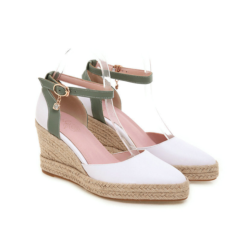 Women's D'Orsay Wedge Espadrille Pumps - Ankle Strap Platform Shoes