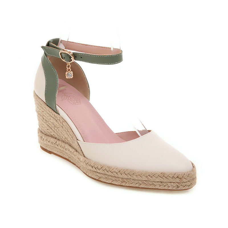 Women's D'Orsay Wedge Espadrille Pumps - Ankle Strap Platform Shoes