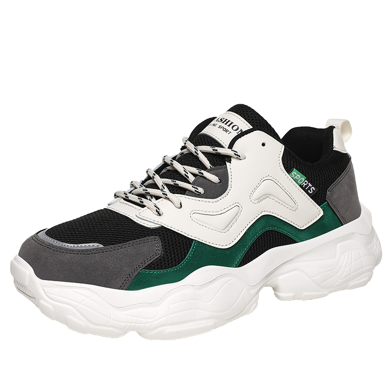 Men's Mesh Height-Increasing Sneakers | EVA Sole | Round Toe | Sizes 39–44 | Black, White/Black, Grey/Green, White/Green, White/Pink