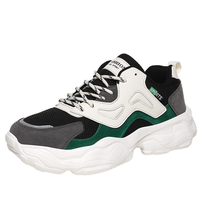 Men's Mesh Height-Increasing Sneakers | EVA Sole | Round Toe | Sizes 39–44 | Black, White/Black, Grey/Green, White/Green, White/Pink
