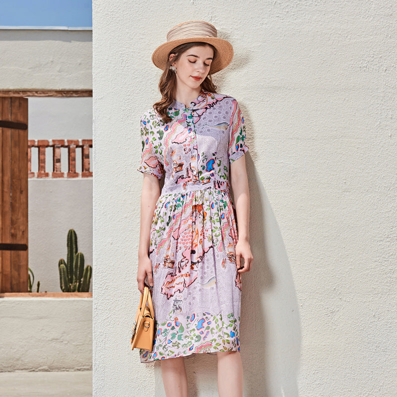 Elegant Long-Sleeve Silk Midi Dress