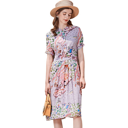 Elegant Long-Sleeve Silk Midi Dress