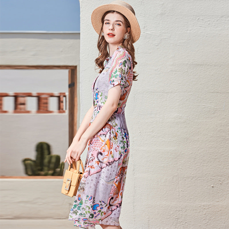 Elegant Long-Sleeve Silk Midi Dress