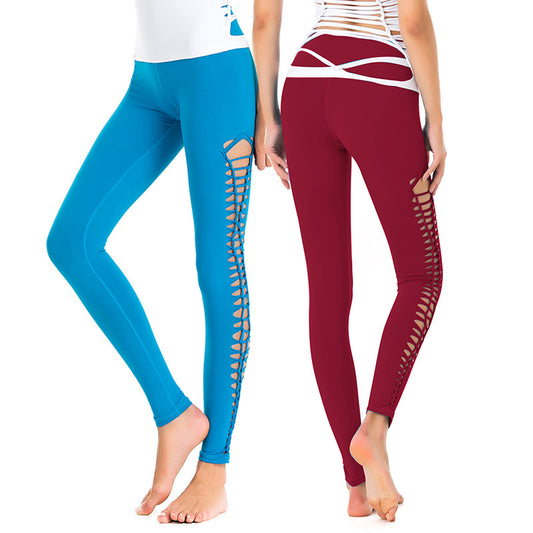 Woven Hollow Yoga Pants - Tight-Fit Nylon Trousers for Women