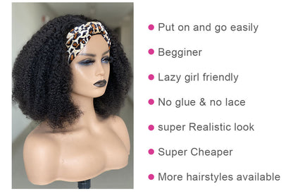 Premium Human Hair Silk Curly Wig - No-Glue Design