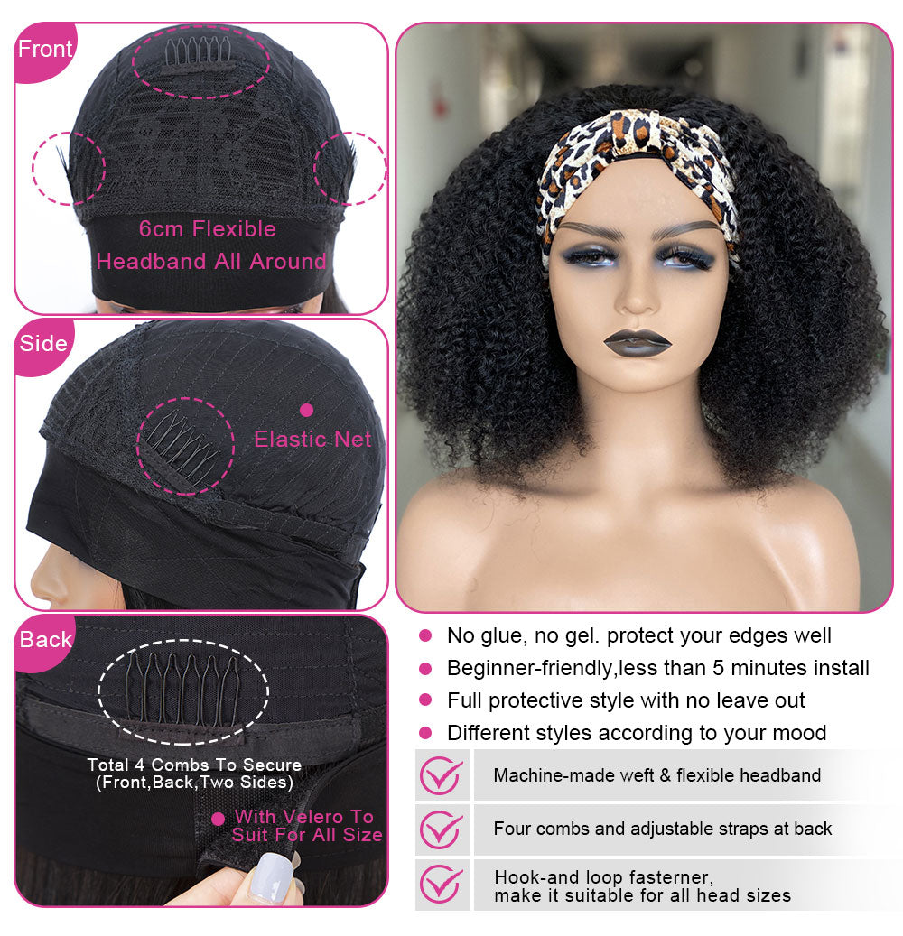 Premium Human Hair Silk Curly Wig - No-Glue Design