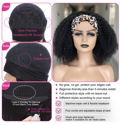 Premium Human Hair Silk Curly Wig - No-Glue Design