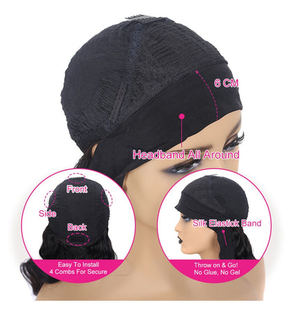 Premium Human Hair Silk Curly Wig - No-Glue Design