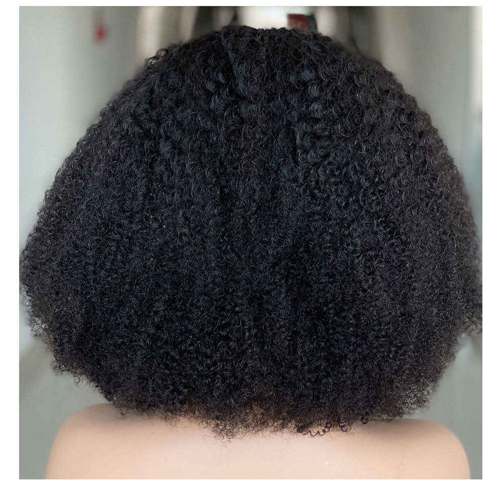 Premium Human Hair Silk Curly Wig - No-Glue Design