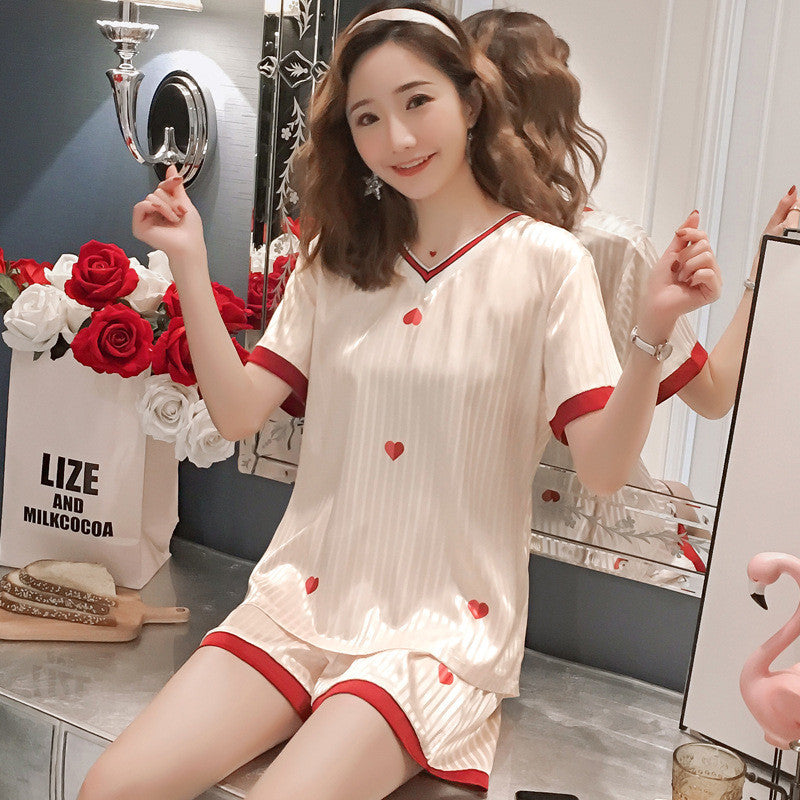 Giraffe Print Short Sleeve Pajama Set - Summer Sleepwear
