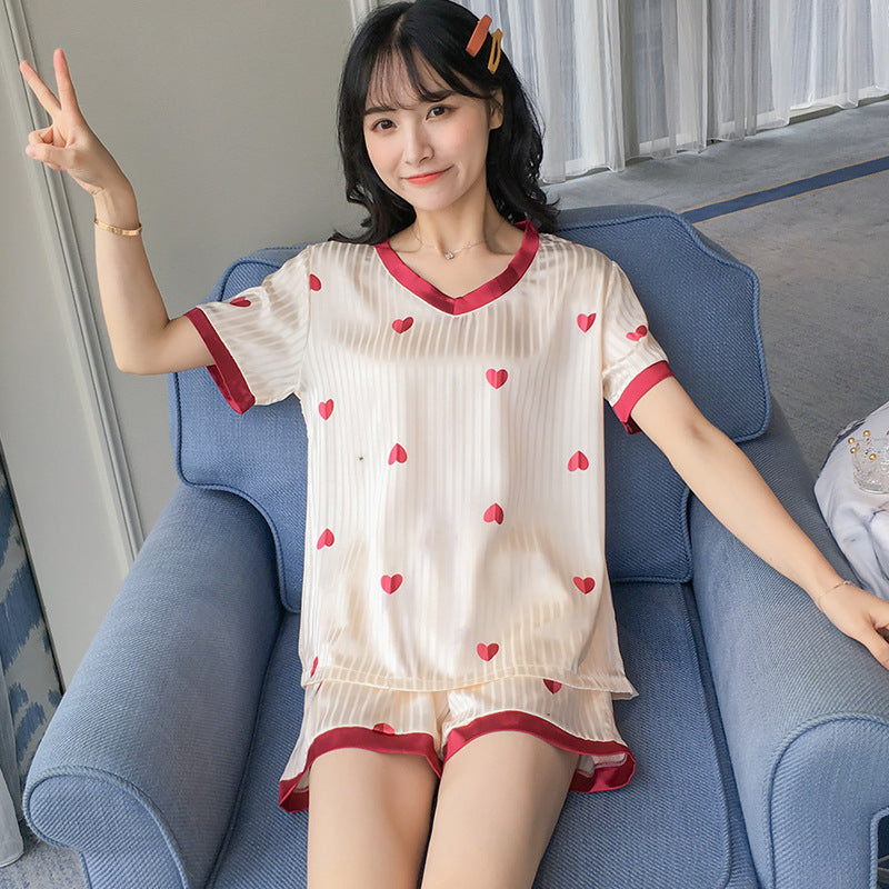 Giraffe Print Short Sleeve Pajama Set - Summer Sleepwear