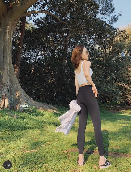 High-Stretch Nine-Point Yoga Leggings - Nylon Blend Sports Pants