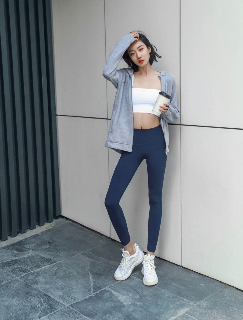High-Stretch Nine-Point Yoga Leggings - Nylon Blend Sports Pants