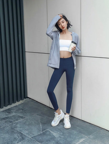 High-Stretch Nine-Point Yoga Leggings - Nylon Blend Sports Pants