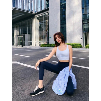 High-Stretch Nine-Point Yoga Leggings - Nylon Blend Sports Pants