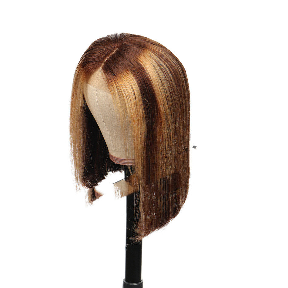 Piano Color Bob Wig - Real Human Hair Short Bob with Highlights
