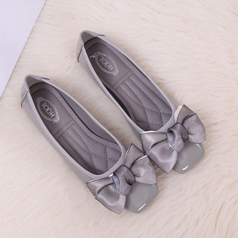 Women's Ballet Flats - Square Toe Slip-On Shoes with Low Heel