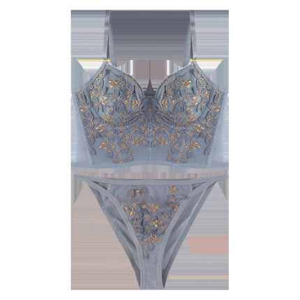 Lace Underwire Bra Set with 3/4 Cup Coverage