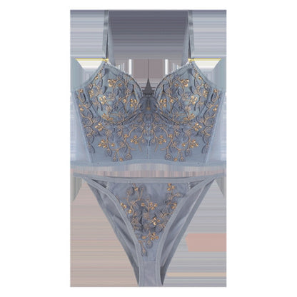 Lace Underwire Bra Set with 3/4 Cup Coverage