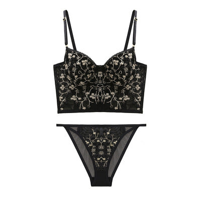 Lace Underwire Bra Set with 3/4 Cup Coverage