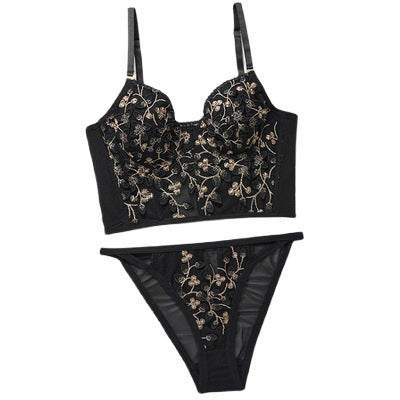 Lace Underwire Bra Set with 3/4 Cup Coverage
