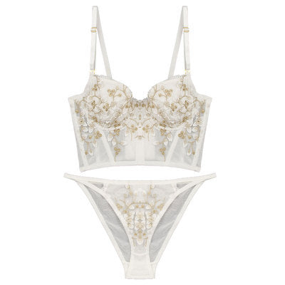 Lace Underwire Bra Set with 3/4 Cup Coverage